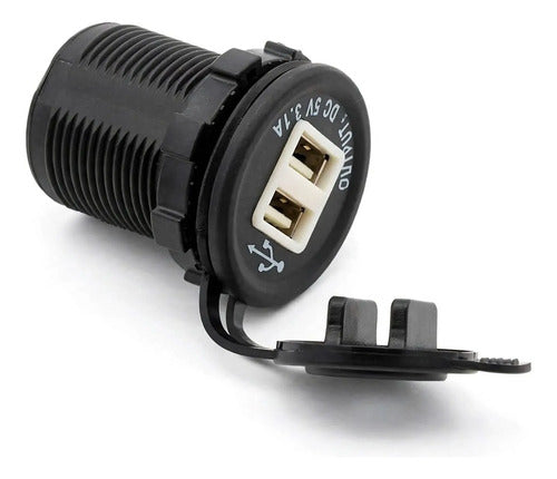Carregador Usb Duplo Para Painel Para Motorhome E Barcos Preto
