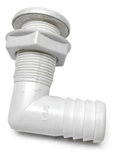 Saída De Água Costado 1.1/8'' Cotovelo Branco Barco Lancha
