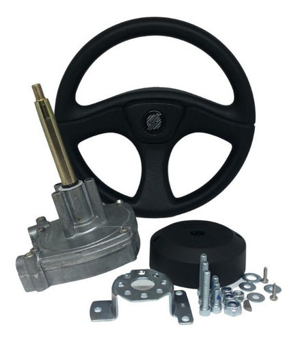 Caixa De Direção + Bezel  Volante Superflex Barco Lancha