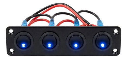 Painel De Interruptor Basculante 4 Interruptor Com Led Azul Led Azul