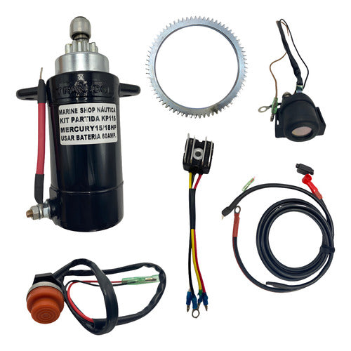 Kit Partida Eletrica Motor Popa Mercury 15 18 Hp Gremalheira