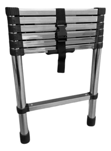 Escada Aço Inox Extensiva Telescópica 7 Degraus 2,0 Metros