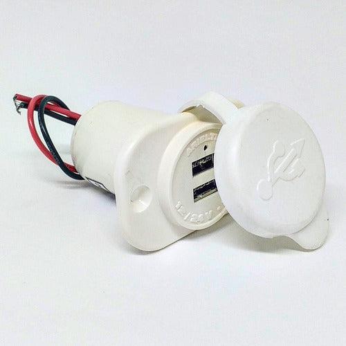 Carregador Usb Náutico Arieltek C/ Iluminação Redondo Branco