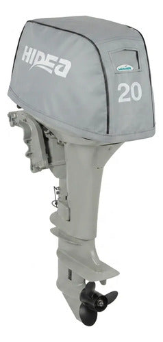 Capa Do Capô Para Motor Popa Hidea 20hp 4 Tempos Cinza Claro