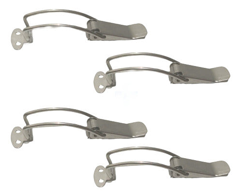 Kit C/4 Fecho De Pressão Em Inox Dobrável 8,7cm Barco Lancha