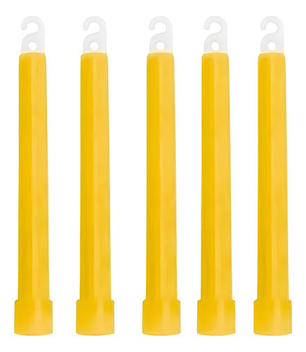 Kit Com 5 Luz Química Bastão Luminoso 15 Cm Amarelo