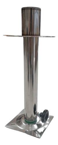 Pedestal Base Giratória 360° Aço Inox 40cm Para Banco Lancha Prateado