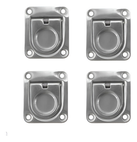 Puxadores Embutir Alça Aço Inox 65 X 55 Barco Lancha 4 Un