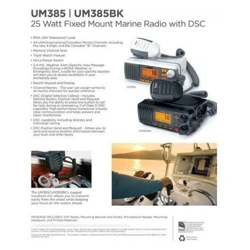 Rádio Maritimo Uniden Solara Um-385 Dsc Branco Full