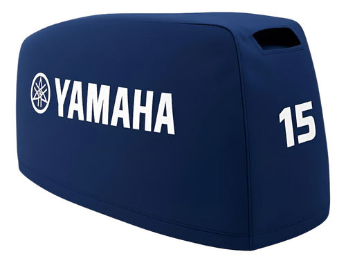 Capa Capô Motor De Popa Yamaha 15 Hp Mod. Fm Azul
