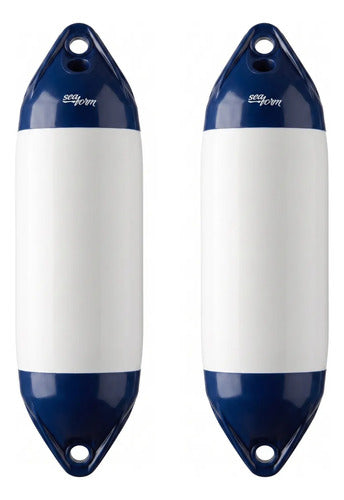 Par Defensa Náutica Inflável F0 11,4 X 40,6cm Barco Lancha Branco E Azul
