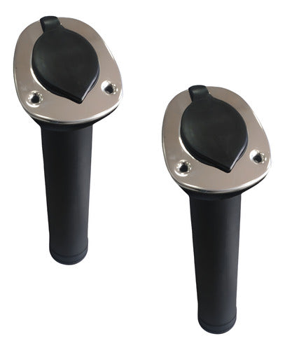 Par Porta Varas Caniço Trapézio Inox Abs Lancha Barco Pesca