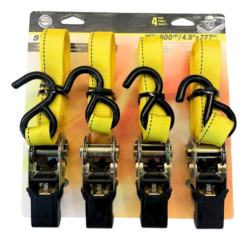 Cinta Para Amarração Straps 500lbs/227kg 4,5m Kit Com 4 Un
