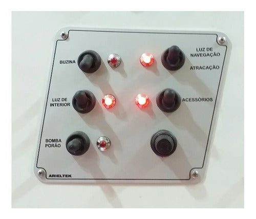 Painel Comando Cinco Funções Luz Led Barco Lancha Arieltek