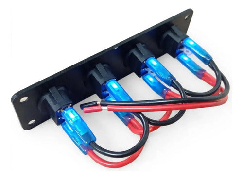 Painel De Interruptor Basculante 4 Interruptor Com Led Azul Led Azul