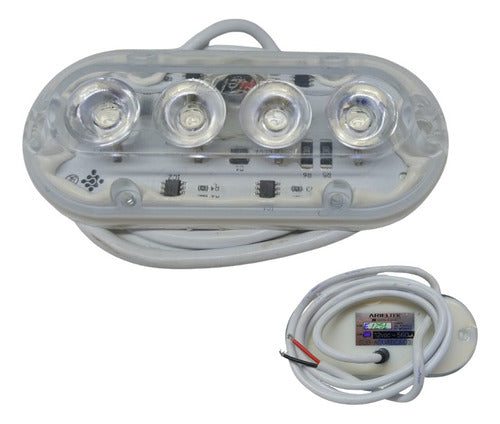 Luz Subaquática Azul Náutica 4 Leds 12v Lancha Arieltek