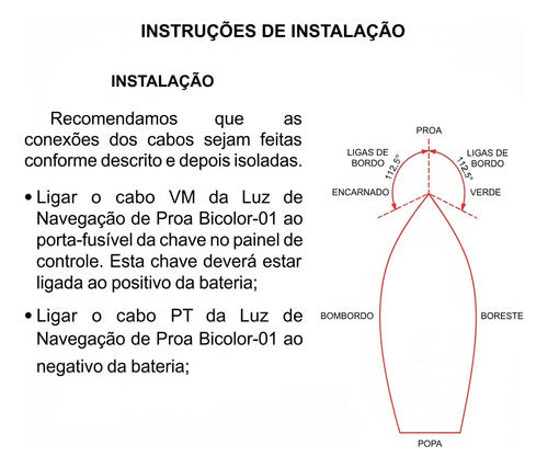 Luz Navegação Bicolor  Proa Led Barco Lancha Preto Arieltek Bicolor - Verde E Vermelho