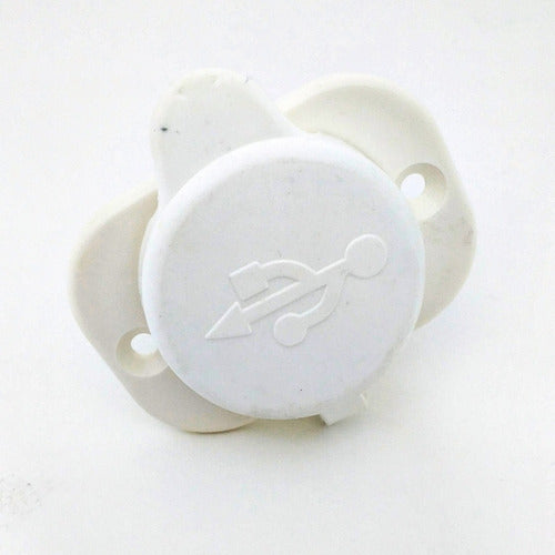 Carregador Usb Náutico Arieltek C/ Iluminação Redondo Branco