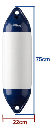 4 Defensa Náutica Inflável F3 22cm X 75cm Barco Lancha Branco E Azul