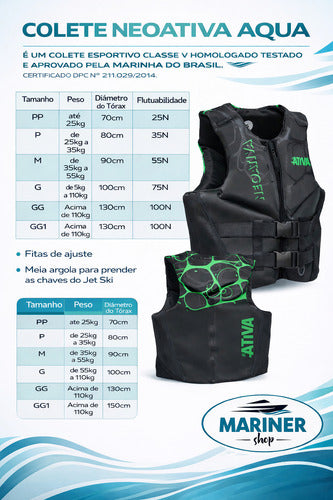 Colete Salva Vidas Homologado Ativa Neoativa Aqua Jetski