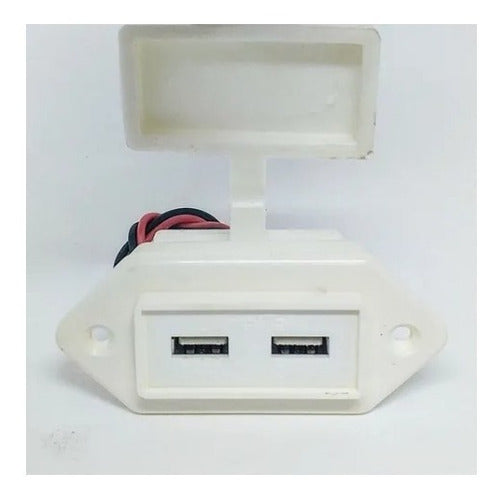 Carregador Usb Náutico Arieltek C/ Iluminação Quadrado Branco