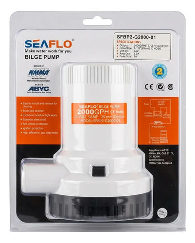 Bomba De Porão 2000 Gph 7570 Litros Hora Seaflo Barco 24v 8a