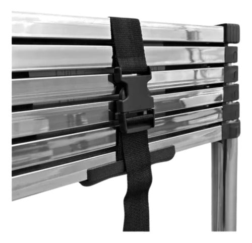 Escada Aço Inox Extensiva Telescópica 7 Degraus 2,0 Metros