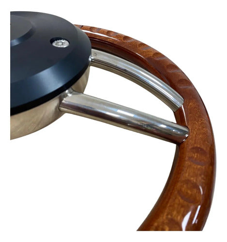 Volante Náutico Para Barco Em Aço Inox E Madeira Mogno 35cm