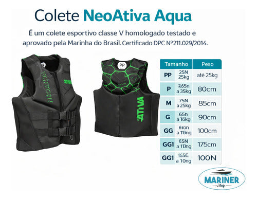 Colete Salva Vidas Homologado Ativa Neoativa Aqua Jetski