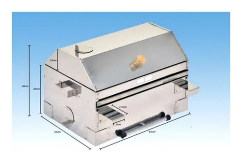 Churrasqueira Inox Barco Lancha C/ Bandeja Espetos 35 X 45