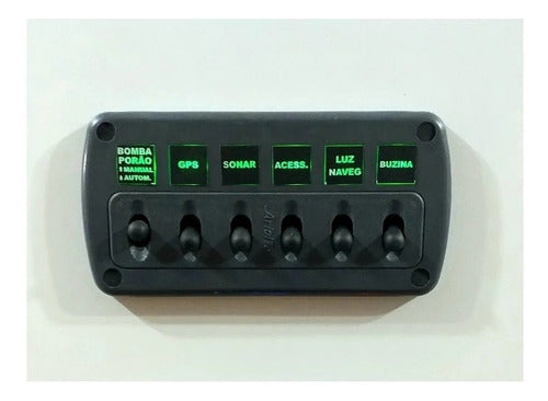 Painel Comando 6 Funções Iluminado Barco Lancha Arieltek