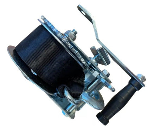 Guincho Manual C/ Fita P/ Embarcação E Suporte Em Aço 1000lb