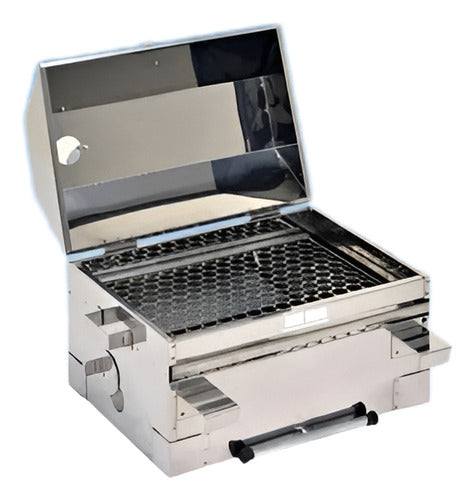 Churrasqueira Inox Barco Lancha C/ Bandeja Espetos 35 X 45