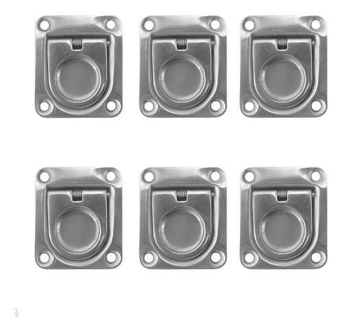 Puxadores Embutir Alça Aço Inox 65 X 55 Barco Lancha 6 Un