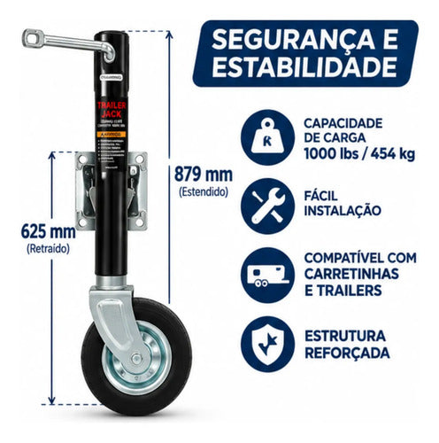 Pedestal Terceira Carretinha Reboque Trailer Barco  454kg Preto