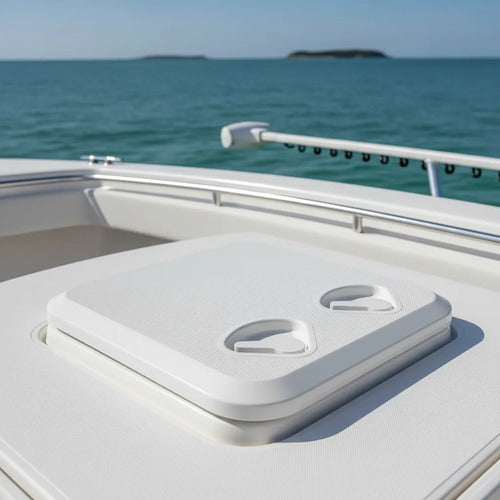 Tampa Escotilha De Inspeção Quadrada Abs 295x295 Protecao Uv Branco