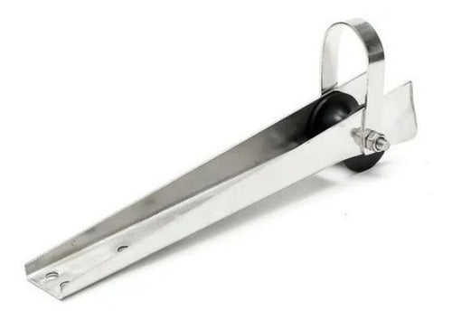 Lançador De Âncora Suporte De Proa Aço Inox E Roldana 39cm