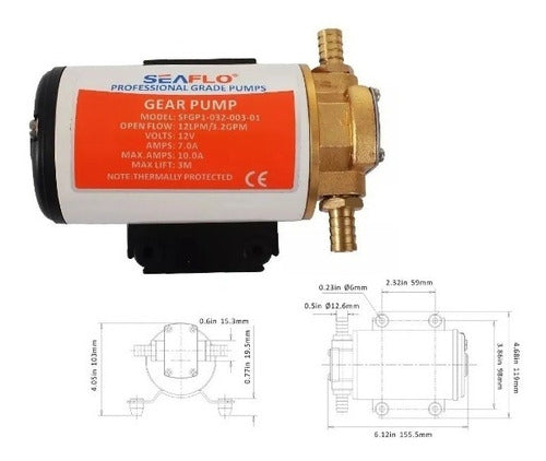 Bomba Circulação E Transferência Oleo 3.2 Gpm 12v Seaflo