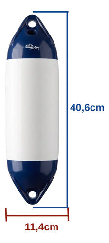 Par Defensa Náutica Inflável F0 11,4 X 40,6cm Barco Lancha Branco E Azul