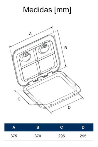 Tampa Escotilha De Inspeção Quadrada Abs 295x295 Protecao Uv Branco