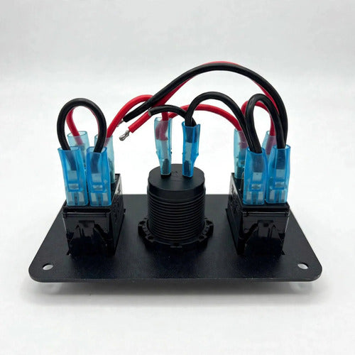 Carregador Usb Duplo Central Com Duas Teclas Led Azul