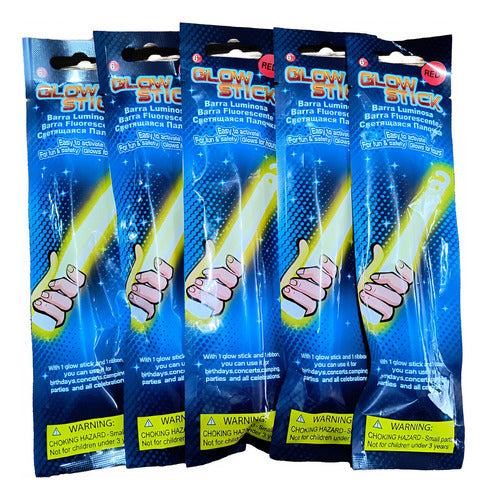 Kit Com 5 Luz Química Bastão Luminoso 15 Cm