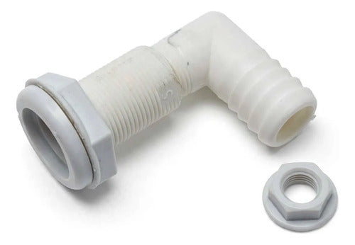Saída De Água Costado 1.1/8'' Cotovelo Branco Barco Lancha