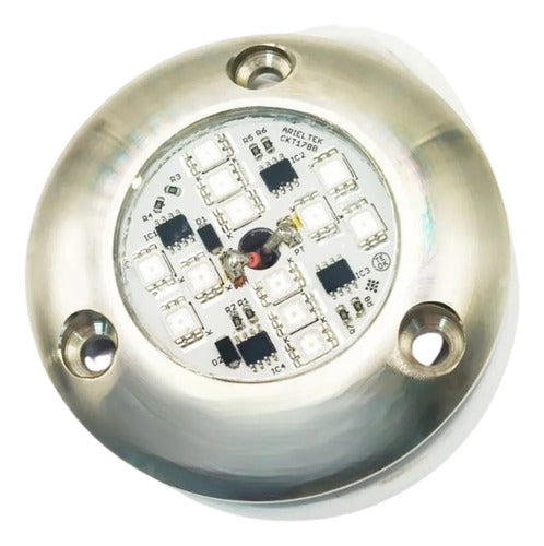 Luminária Náutica Subaquática Led Azul Inox 12v Arieltek Metalico