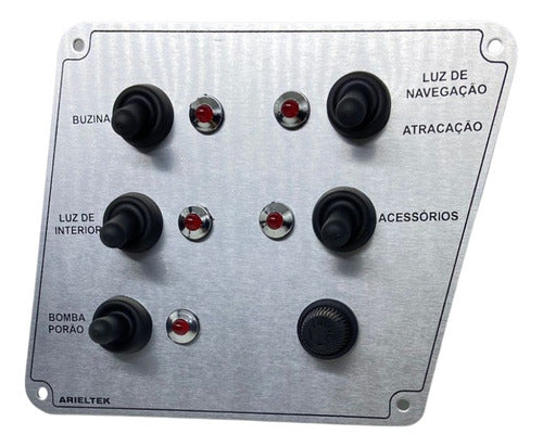 Painel Comando Cinco Funções Luz Led Barco Lancha Arieltek