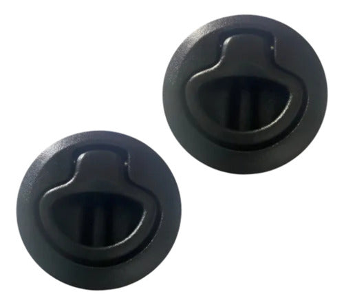 Kit 2 Puxadores Fixo Preto Com Tampa P/ Barco Lancha Motorhome