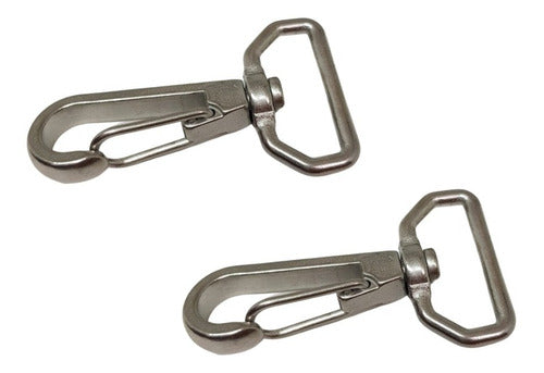 Par Mosquetão Inox Para Capota Toldo Nautico 360°