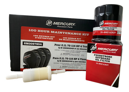 Kit Revisão Mercury 75/115hp Filtro Óleo, Gasolina 100horas