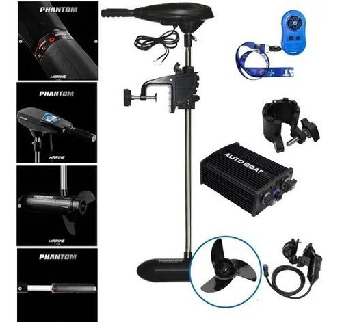Kit Motor Eletrico Phantom 44 Lbs + Autoboat Controle Remoto