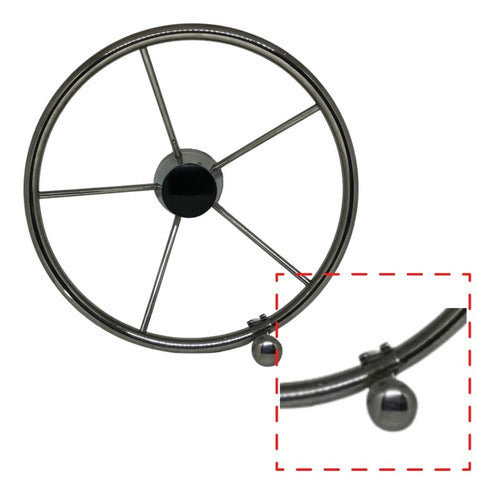 Volante Inox Universal Náutico 34.9cm Com Knob